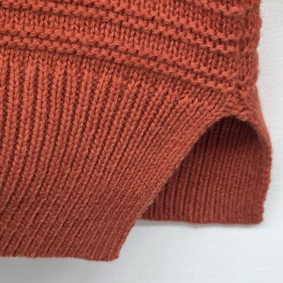 MADEWELL Ruffle-Neck Pullover Sweater Orange Cotton-Merino Yarn Size Small - Picture 5 of 11
